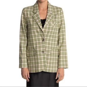 Topshop Neon Lime Check Plaid Striped Boxy Blazer Brat Charli XCX
